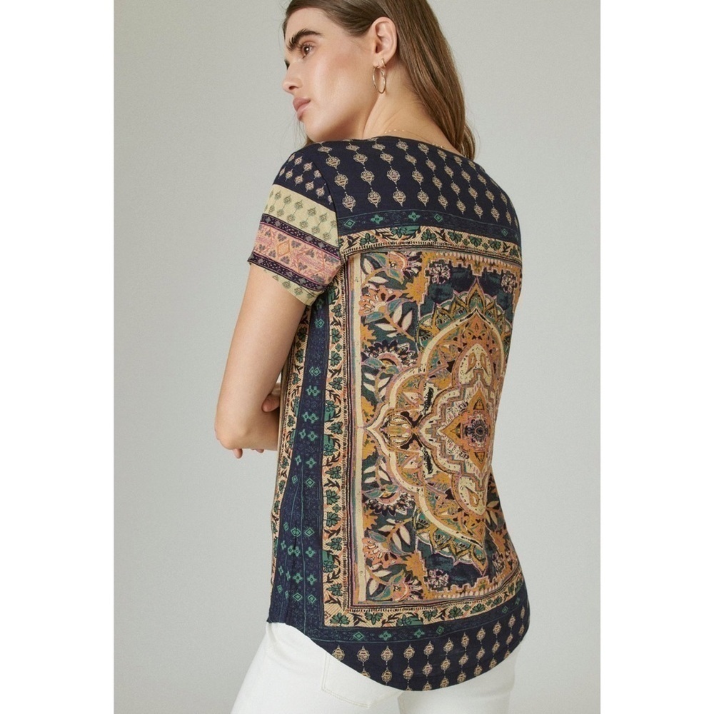 Lucky Brand Persian Carpet Tee in Navy Multi Size 3X